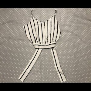 Cropped B&W Striped Blouse — NWOT